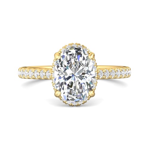 FlyerFit&reg; 18K Yellow Gold Micropave Engagement Ring