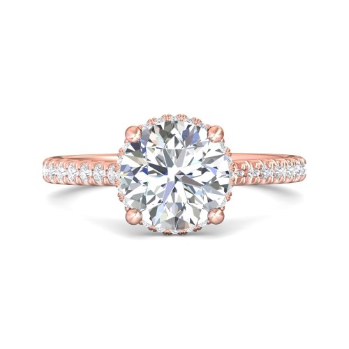 FlyerFit&reg; 18K Pink Gold Micropave Engagement Ring