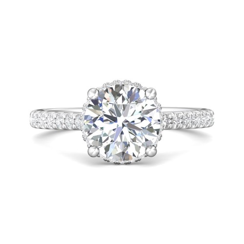 FlyerFit® 14K White Gold Micropave Engagement Ring