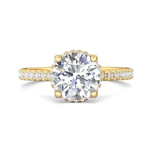 FlyerFit&reg; 18K Yellow Gold Micropave Engagement Ring
