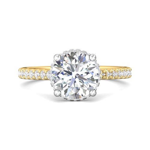 FlyerFit&reg; 18K Yellow Gold Shank And White Gold Top Micropave Engagement Ring