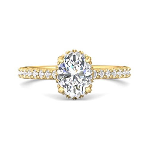 FlyerFit&reg; 18K Yellow Gold Micropave Engagement Ring