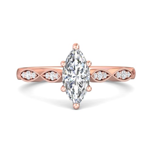 FlyerFit&reg; 18K Pink Gold Micropave Engagement Ring