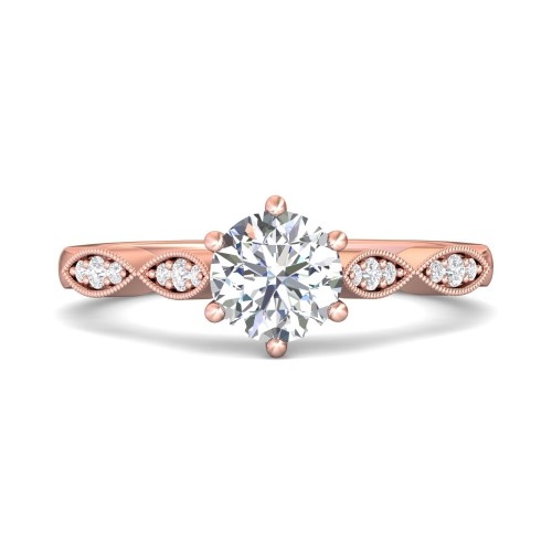 FlyerFit&reg; 14K Pink Gold Micropave Engagement Ring