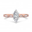 FlyerFit® 18K Pink Gold Shank And White Gold Top Micropave Engagement Ring