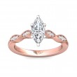 FlyerFit® 18K Pink Gold Shank And White Gold Top Micropave Engagement Ring