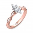 FlyerFit® 18K Pink Gold Shank And White Gold Top Micropave Engagement Ring