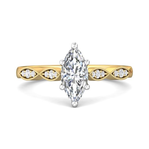 FlyerFit&reg; 14K Yellow and 14K White Gold Micropave Engagement Ring