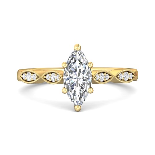 FlyerFit&reg; 14K Yellow Gold Micropave Engagement Ring