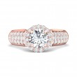 FlyerFit® 18K Pink Gold Micropave Halo Engagement Ring