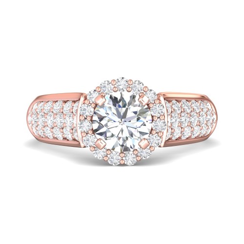 FlyerFit&reg; 14K Pink Gold Micropave Halo Engagement Ring