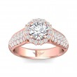 FlyerFit® 18K Pink Gold Micropave Halo Engagement Ring