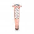 FlyerFit® 18K Pink Gold Micropave Halo Engagement Ring