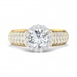 FlyerFit® 18K Yellow Gold Shank And White Gold Top Micropave Halo Engagement Ring