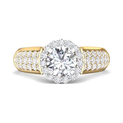 FlyerFit&reg; 14K Yellow and 14K White Gold Micropave Halo Engagement Ring
