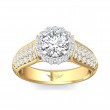 FlyerFit® 18K Yellow Gold Shank And White Gold Top Micropave Halo Engagement Ring