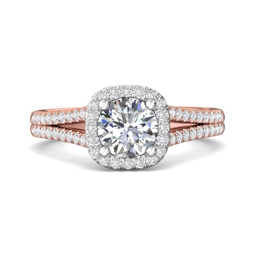 FlyerFit&reg; 14K Pink Gold Shank And White Gold Top Split Shank Engagement Ring
