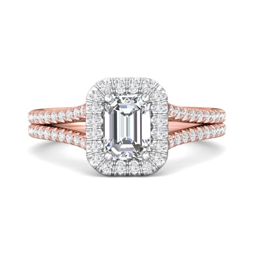 FlyerFit&reg; 14K Pink Gold Shank And White Gold Top Split Shank Engagement Ring