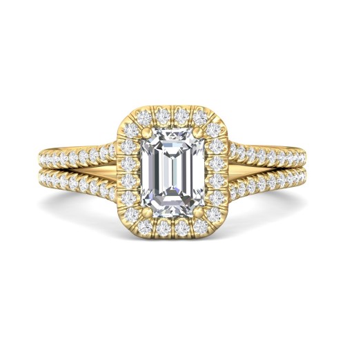 FlyerFit&reg; 18K Yellow Gold Split Shank Engagement Ring