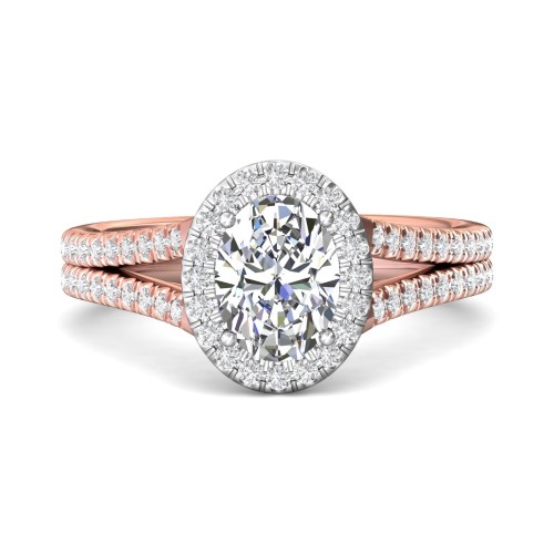 FlyerFit&reg; 18K Pink Gold Shank And White Gold Top Split Shank Engagement Ring