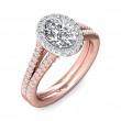 FlyerFit® 18K Pink Gold Shank And White Gold Top Split Shank Engagement Ring