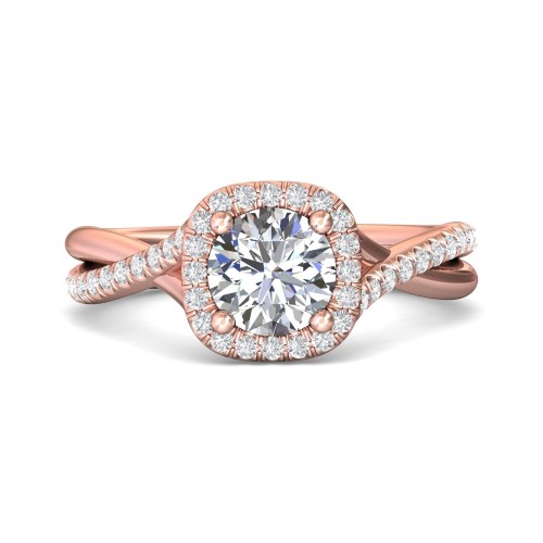 FlyerFit&reg; 18K Pink Gold Split Shank Engagement Ring
