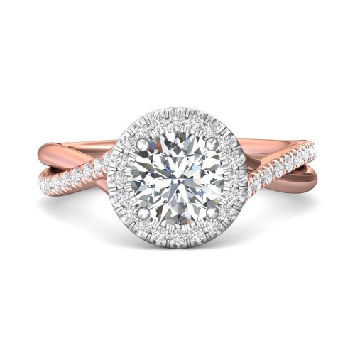 FlyerFit&reg; 14K Pink Gold Shank And White Gold Top Split Shank Engagement Ring