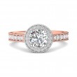 FlyerFit® 18K Pink Gold Shank And White Gold Top Micropave Halo Engagement Ring