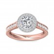 FlyerFit® 18K Pink Gold Shank And White Gold Top Micropave Halo Engagement Ring