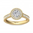 FlyerFit® 18K Yellow Gold Micropave Halo Engagement Ring