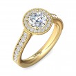 FlyerFit® 18K Yellow Gold Micropave Halo Engagement Ring