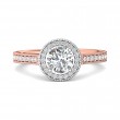 FlyerFit® 18K Pink Gold Shank And White Gold Top Micropave Halo Engagement Ring