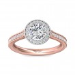 FlyerFit® 18K Pink Gold Shank And White Gold Top Micropave Halo Engagement Ring