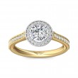 FlyerFit® 18K Yellow Gold Shank And White Gold Top Micropave Halo Engagement Ring