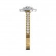 FlyerFit® 18K Yellow Gold Shank And White Gold Top Micropave Halo Engagement Ring