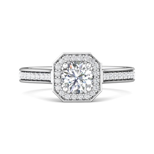 FlyerFit&reg; Platinum Micropave Halo Engagement Ring