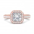 FlyerFit® 18K Pink Gold Micropave Halo Engagement Ring