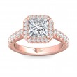 FlyerFit® 18K Pink Gold Micropave Halo Engagement Ring