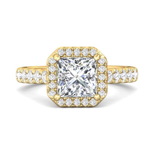 FlyerFit&reg; 14K Yellow Gold Micropave Halo Engagement Ring