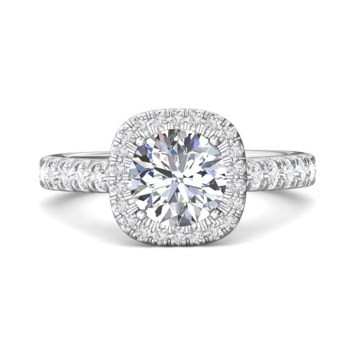 FlyerFit&reg; Platinum Micropave Halo Engagement Ring
