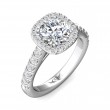 FlyerFit® 18K White Gold Micropave Halo Engagement Ring