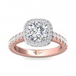 FlyerFit® 18K Pink Gold Shank And White Gold Top Micropave Halo Engagement Ring
