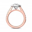 FlyerFit® 18K Pink Gold Shank And White Gold Top Micropave Halo Engagement Ring
