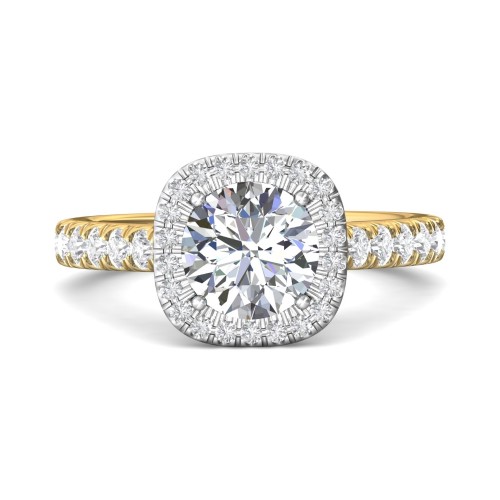 FlyerFit&reg; 14K Yellow and 14K White Gold Micropave Halo Engagement Ring