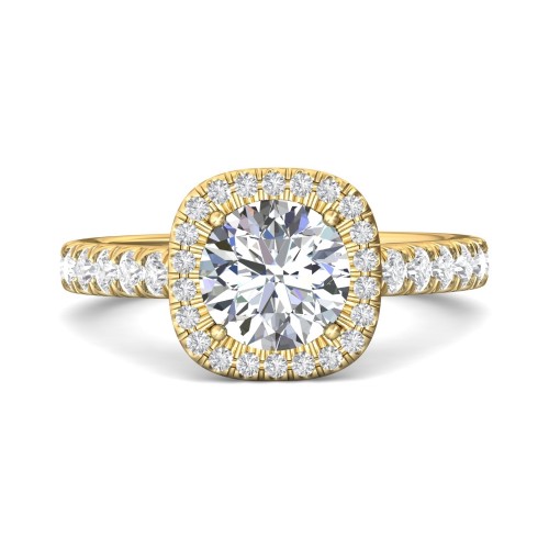 FlyerFit&reg; 14K Yellow Gold Micropave Halo Engagement Ring