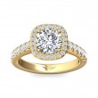 FlyerFit® 14K Yellow Gold Micropave Halo Engagement Ring