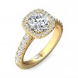 FlyerFit® 14K Yellow Gold Micropave Halo Engagement Ring