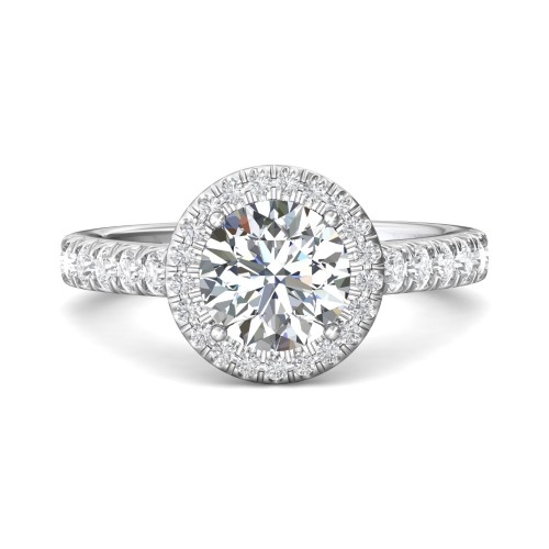FlyerFit&reg; Platinum Micropave Halo Engagement Ring