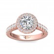 FlyerFit® 18K Pink Gold Micropave Halo Engagement Ring