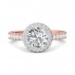 FlyerFit® 18K Pink Gold Shank And White Gold Top Micropave Halo Engagement Ring